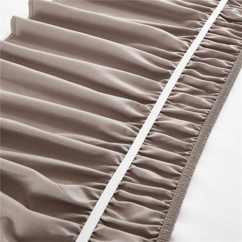 MEILA Wrap Around Bed Skirt Three Fabric Sides Elastic Dust Ruffled 16 Inch Tailored Drop,Easy to Install Fade Resistant-Taupe, Queen/King - Image 4